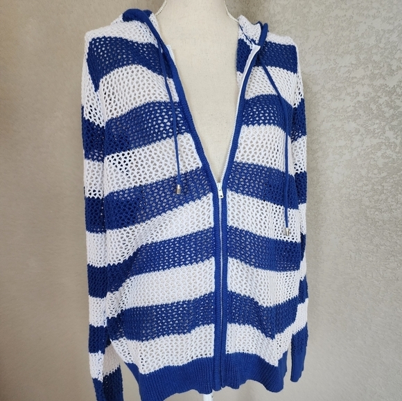 Quacker Factory Ramie zip up sweater size Large - Picture 5 of 9